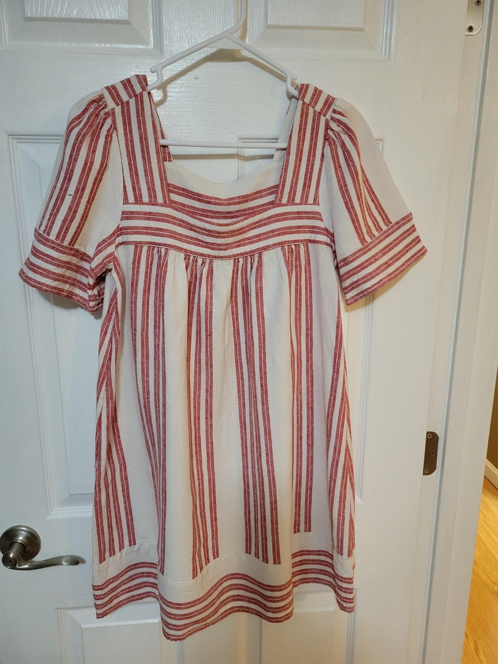 Old Navy Red and White Striped Cotton Midi Dress